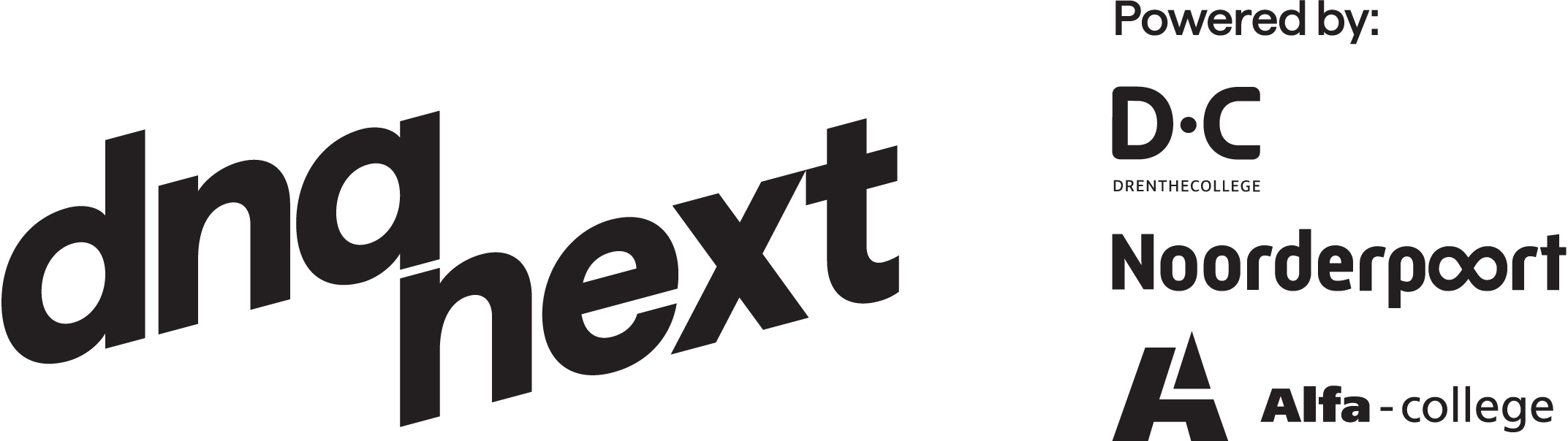 logo next powered zwart